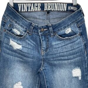 REWASH VINTAGE REUNION JEANS SIZE 1/2 PATCHWORK DISTRESSED